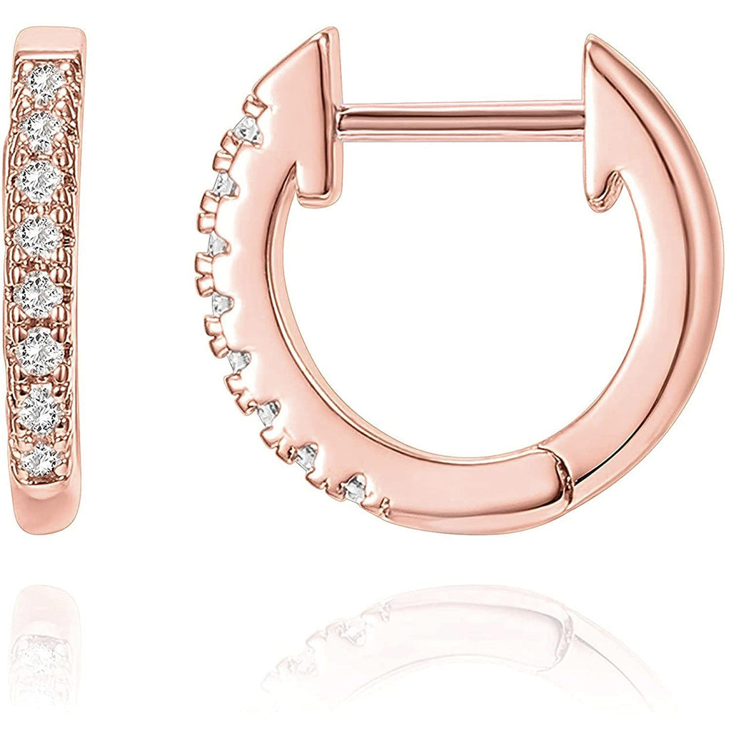 [Australia] - PAVOI Women's 14K Gold Plated Cubic Zirconia Cuff Earrings Huggie Stud Rose Gold 