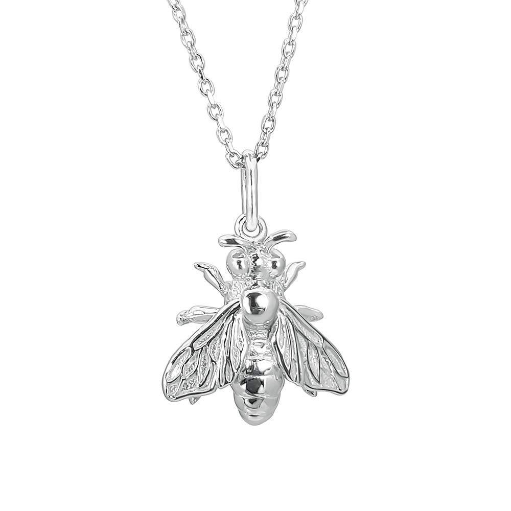 [Australia] - Kiara Jewellery 925 Sterling Silver Honey Bee Pendant Necklace on matching 18" Sterling Silver Trace Or Curb Chain. 