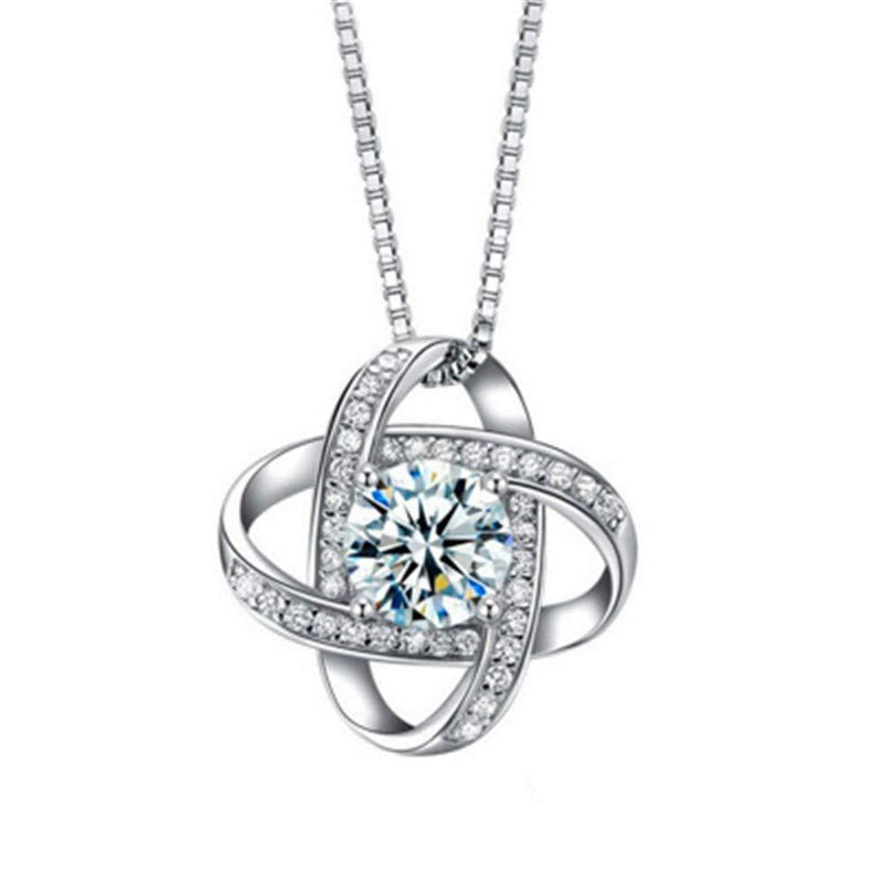 [Australia] - Necklaces Silver Windmill Pendant Cubic Zirconia Box Chain Necklace 45cm,18” 