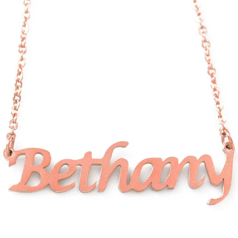 [Australia] - Kigu Name Necklace Bethany - 18ct Rose Gold Plated -Personalised Name Necklace-Customised Jewellery for Women-Personalised Name Necklace-Name Pendant Bethany 