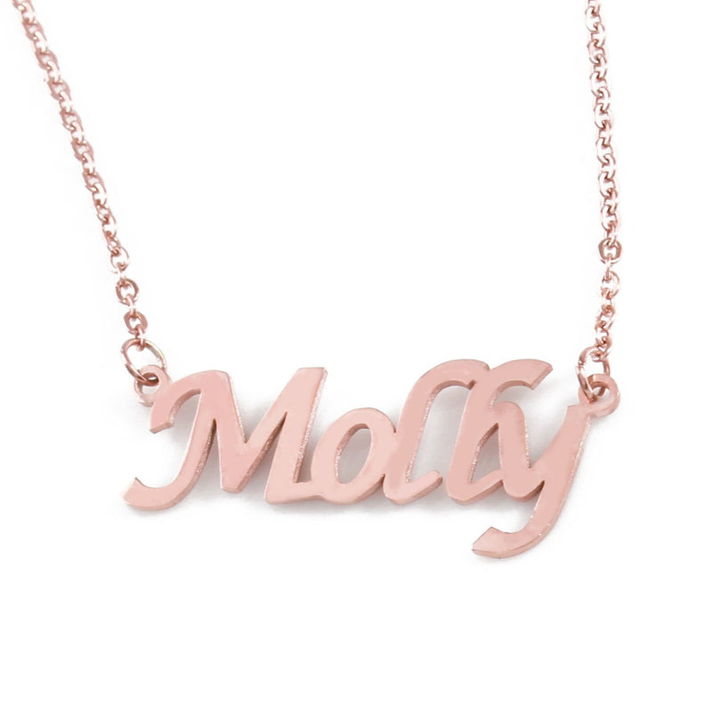 [Australia] - Kigu Molly Personalised Name - 18ct Rose Gold Plated Necklace - Adjustable Chain 16" - 19" - Incl Gift Packaging 