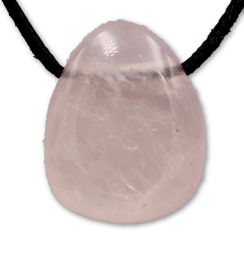 [Australia] - Taddart Minerals Pink tumbled stone pendant made from natural gemstone rose quartz with leather chain. 