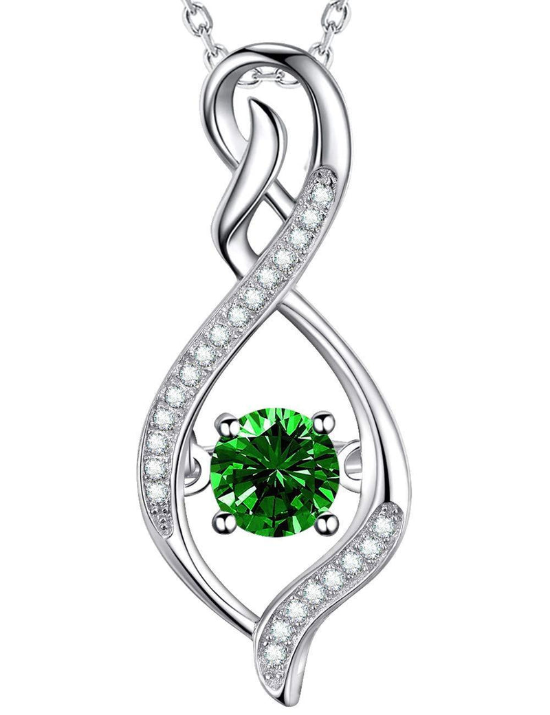 [Australia] - GinoMay Green Emerald Necklace for Women Birthday Gifts Mum Wife May Birthstone Jewellery Forever Love Infinity Pendant Sterling Silver 