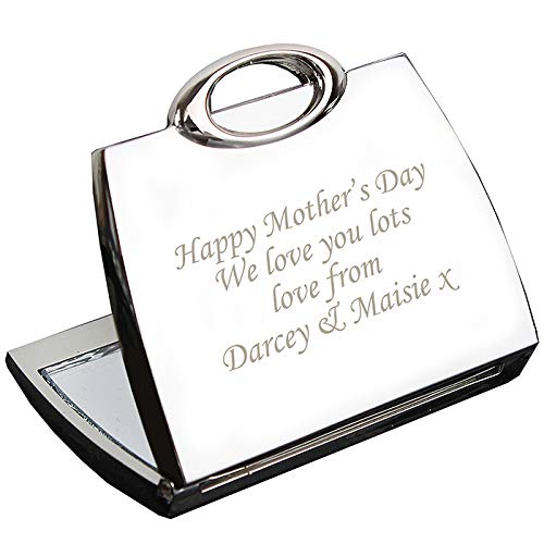 [Australia] - Custom Personalised Laser Engraved Handbag Shape Compact Mirror. Birthdays, Weddings, Teacher Thank You Gifts. 