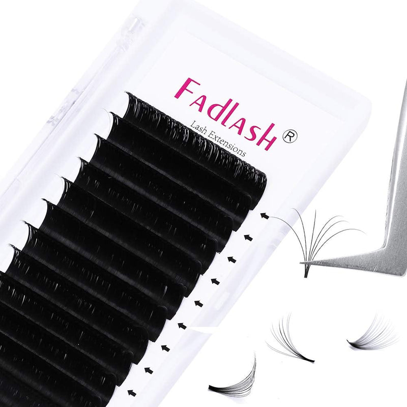 [Australia] - Fadlash Easy Fan Lashes 0.07 D Curl 12mm Sing Tray Easy Fan Russian Lashes Withstand 90‚ÑÉ Self Fanning Lashes Automatic Blooming Lashes Volume Eyelash Extensions(0.07-d-12mm) 12 mm 0.07-D 