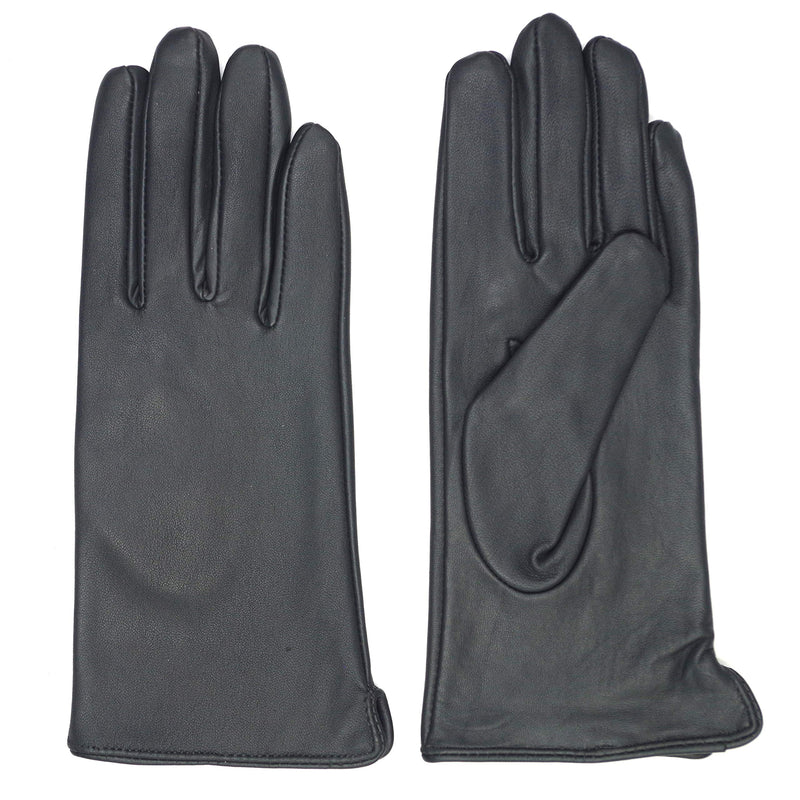 [Australia] - Womens Fleece Lined Cold Weather Lambskin Leather Gloves For Women XL Gray 
