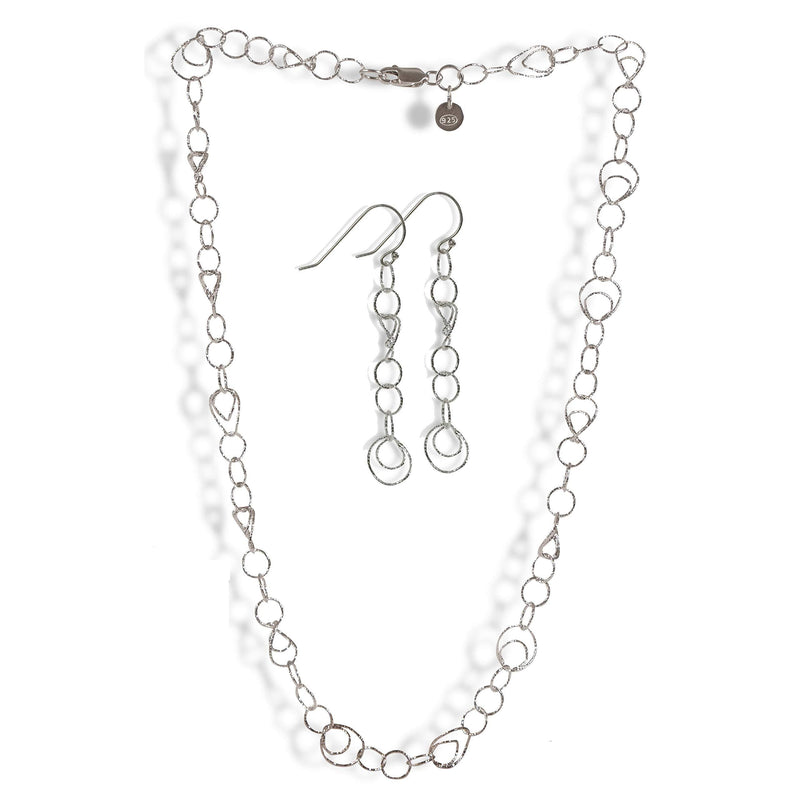 [Australia] - Sterling Silver Twisted Links Statement Chain with Bonus Pair of Earrings, Necklace Jewellery 22.0 Inches 