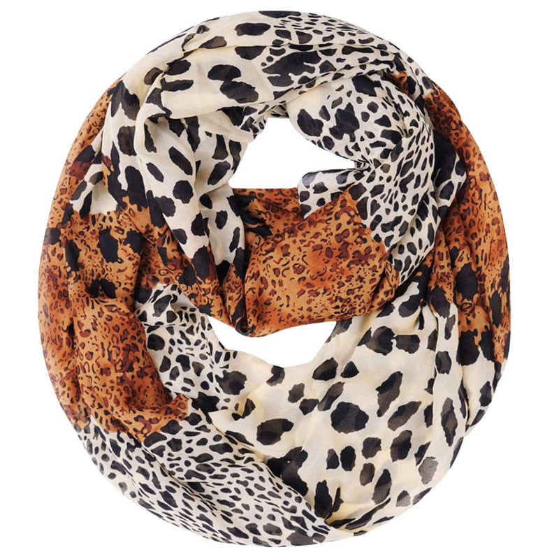 [Australia] - Lerben® Womens Retro Soft Chiffon Loop Infinity Scarf Wave Snood Wrap Scarves Leopard 