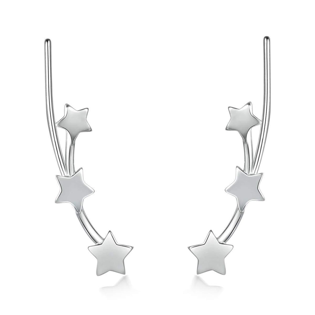 [Australia] - LAXPICOL 925 Sterling Silver Fashion Lovely Star Wrap Earrings For Women Little Girls 