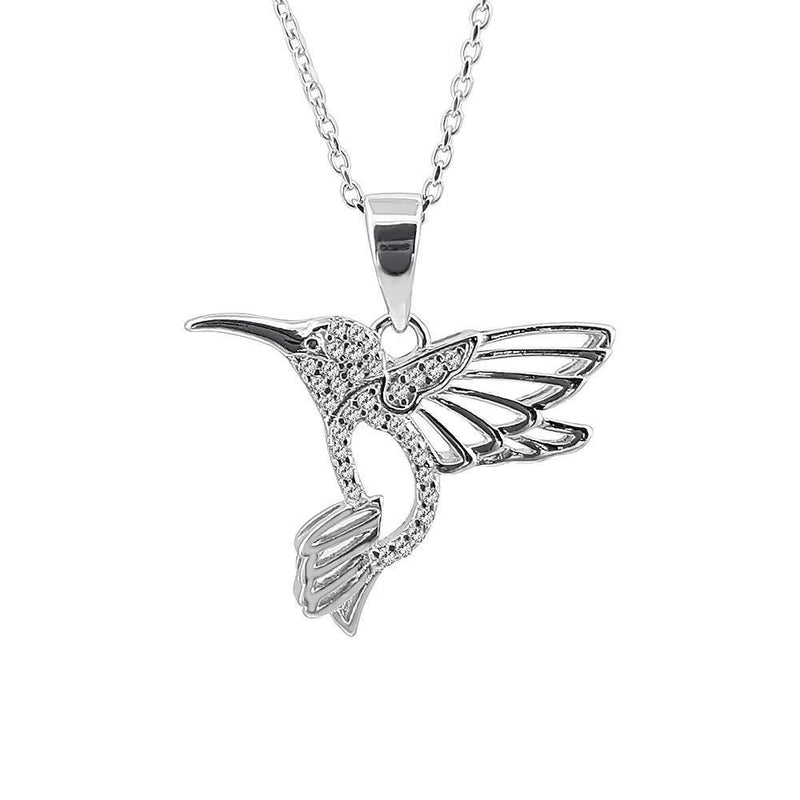 [Australia] - Kiara Jewellery 925 Sterling Silver Hummingbird Pendant Necklace on 18" Sterling Silver Trace Or Curb Chain. 