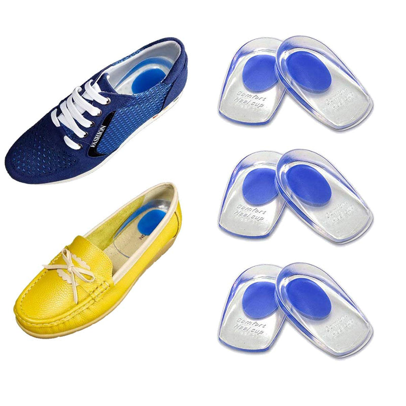 [Australia] - 3 Pairs of Gel Heel Cups Heel Support Pads Cushions for Plantar Fasciitis Heel Pain (Men/Large) Men/Large 