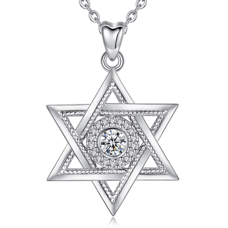 [Australia] - EUDORA Star of David Necklace 925 Sterling Silver Hexagram Lucky Pendant Long Necklace for Women Girls Jewellery Best Gift,18'' Chain 
