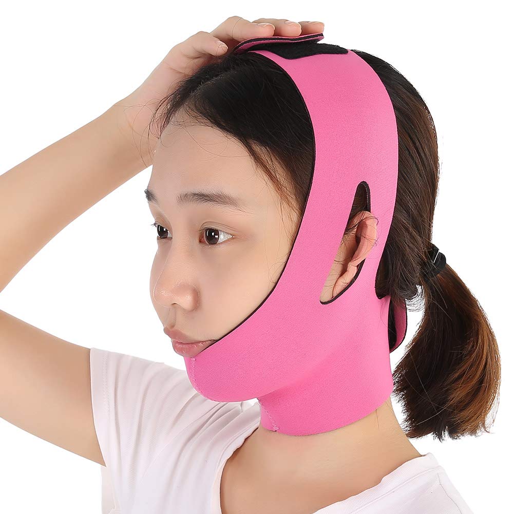[Australia] - Facial Slimming Mask Face BandageNylon & Polyester for Face Care Thin Neck Facelift Double Chin for Women(Orange and Rose Red)(Pink) Pink 