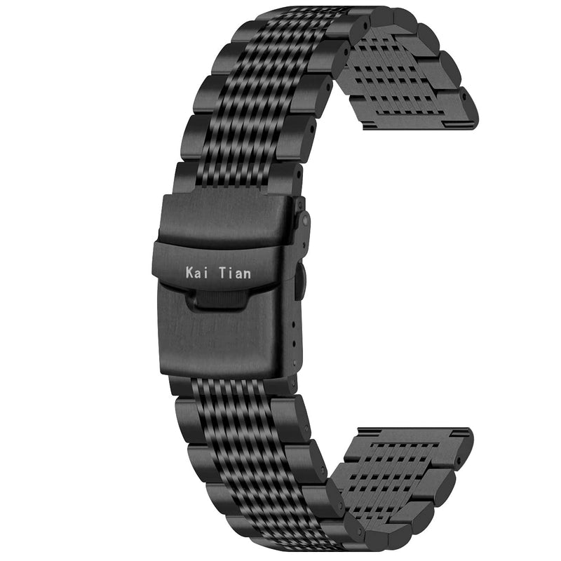 [Australia] - Silver Black Premium Stainless Steel Watch Band Mesh Watch Strap for Men Women, Double Locks Deployment Clasp Watch Bracelet Replacement Metal Band 18mm 20mm 22mm 24mm 