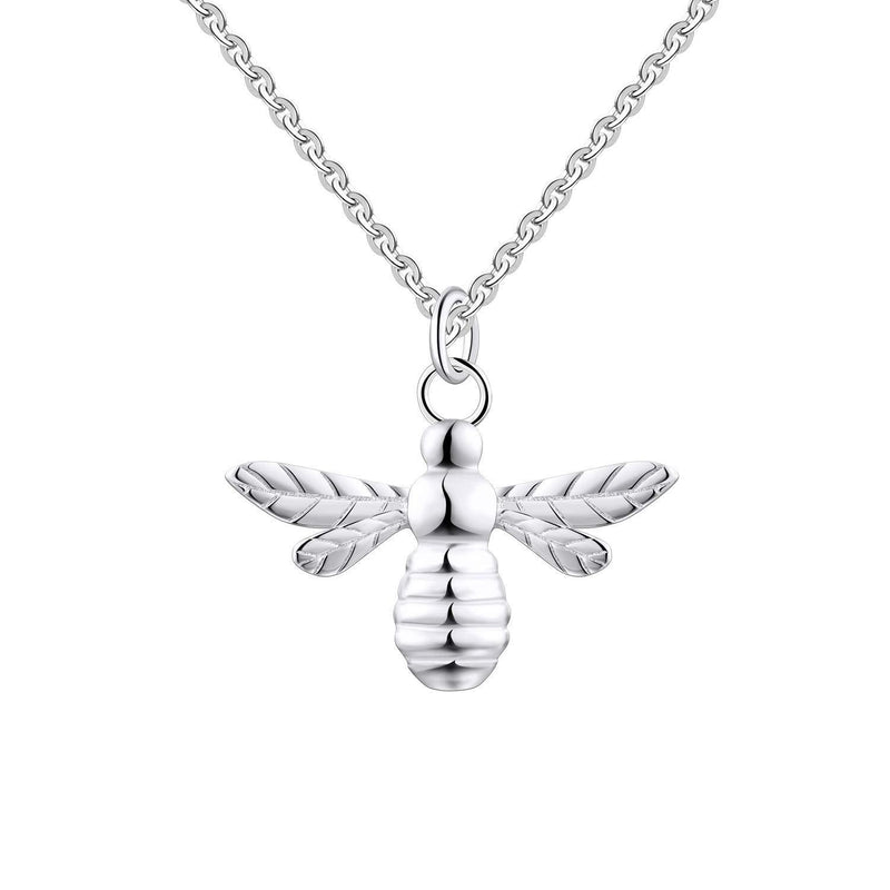 [Australia] - FJ Women's Silver Bee Locket Pendant Necklace, Honey Bumble Bee Necklace, Best Gift for Women Sterling Silver Bumble Bee Necklace 