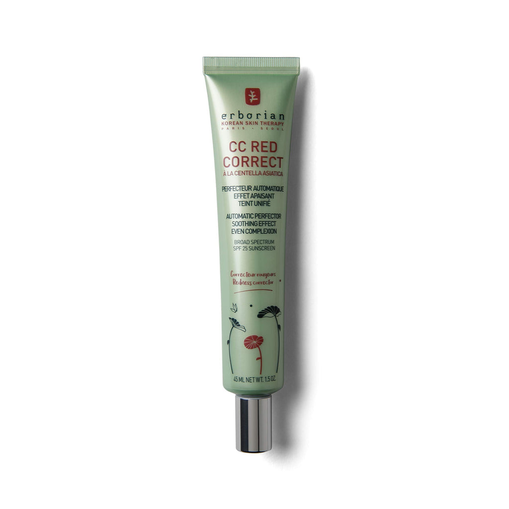 [Australia] - Erborian CC Red Correct with Centella Asiatica - Color Corrector and Anti Redness Cream for Face - Korean Skincare with Soothing Effect for an Even Complexion SPF 25 - All Skin Type 45-Milliliter 