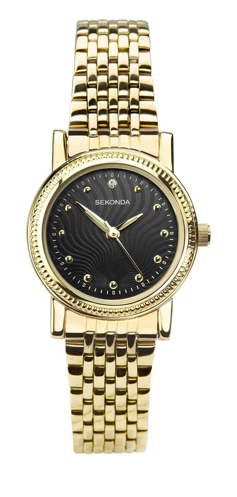 [Australia] - Sekonda Ladies Gold Plated Stainless Steel Black Dial Dress Watch 2699 