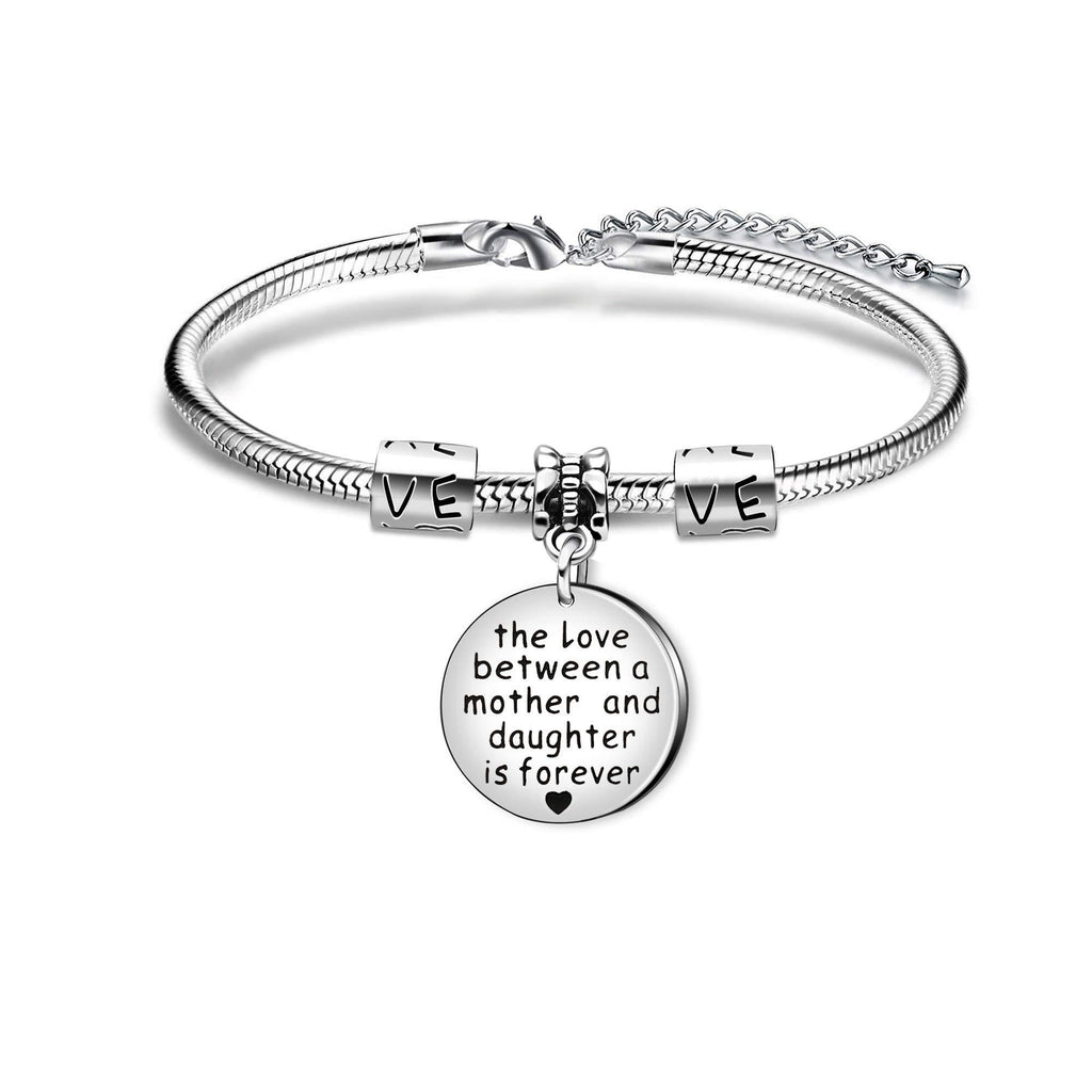 [Australia] - KENYG The Love Between A Mother and Daughter is Forever Silver Pendant Snake Bracelet Bangle 
