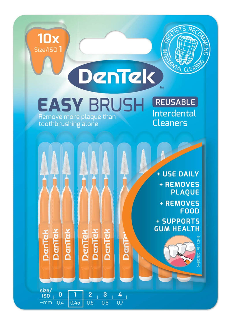 [Australia] - DenTek Easy Brush Interdental Brushes, ISO1/0.45mm for removing food and plaque between teeth. 10 Pack ISO 1 