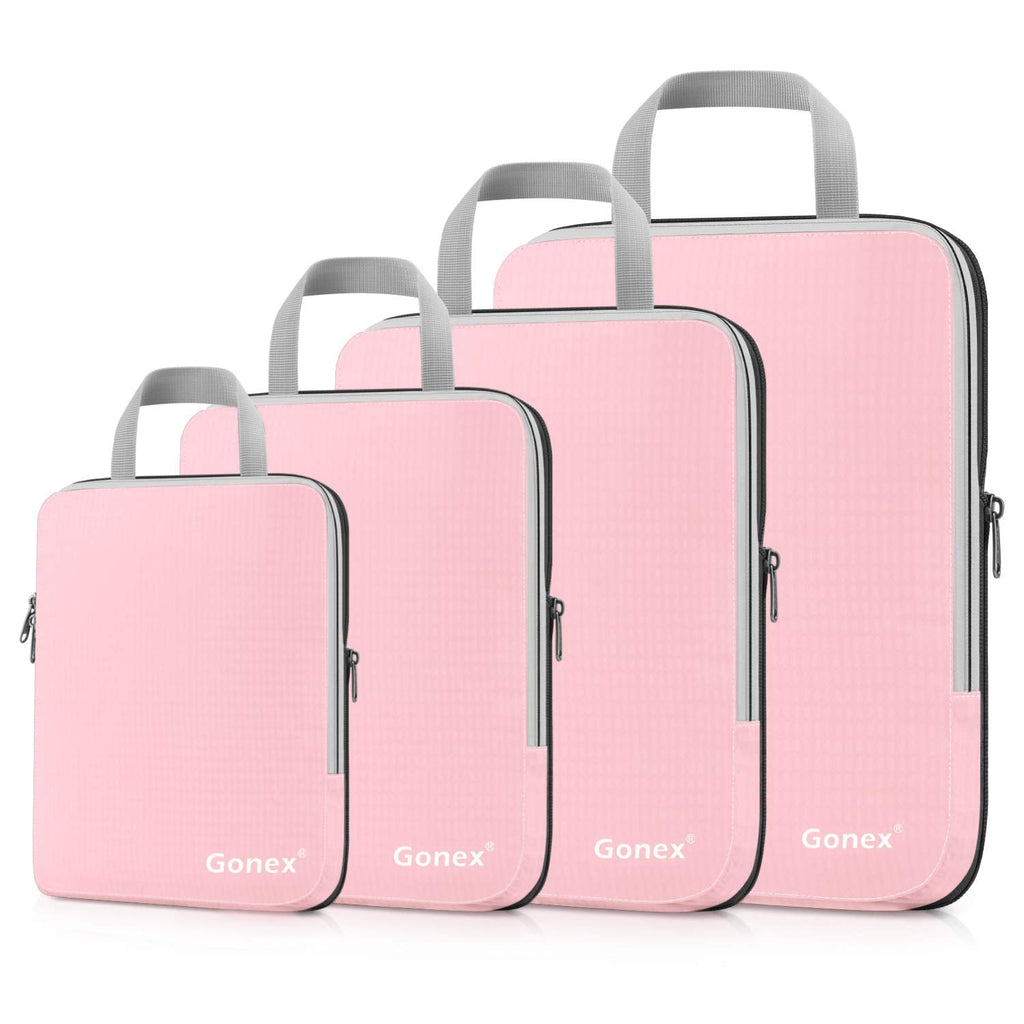 [Australia] - Gonex Compression Packing Cubes Extensible Organizer Bags for Travel Suitcase Organization 4 Packs, Pink 
