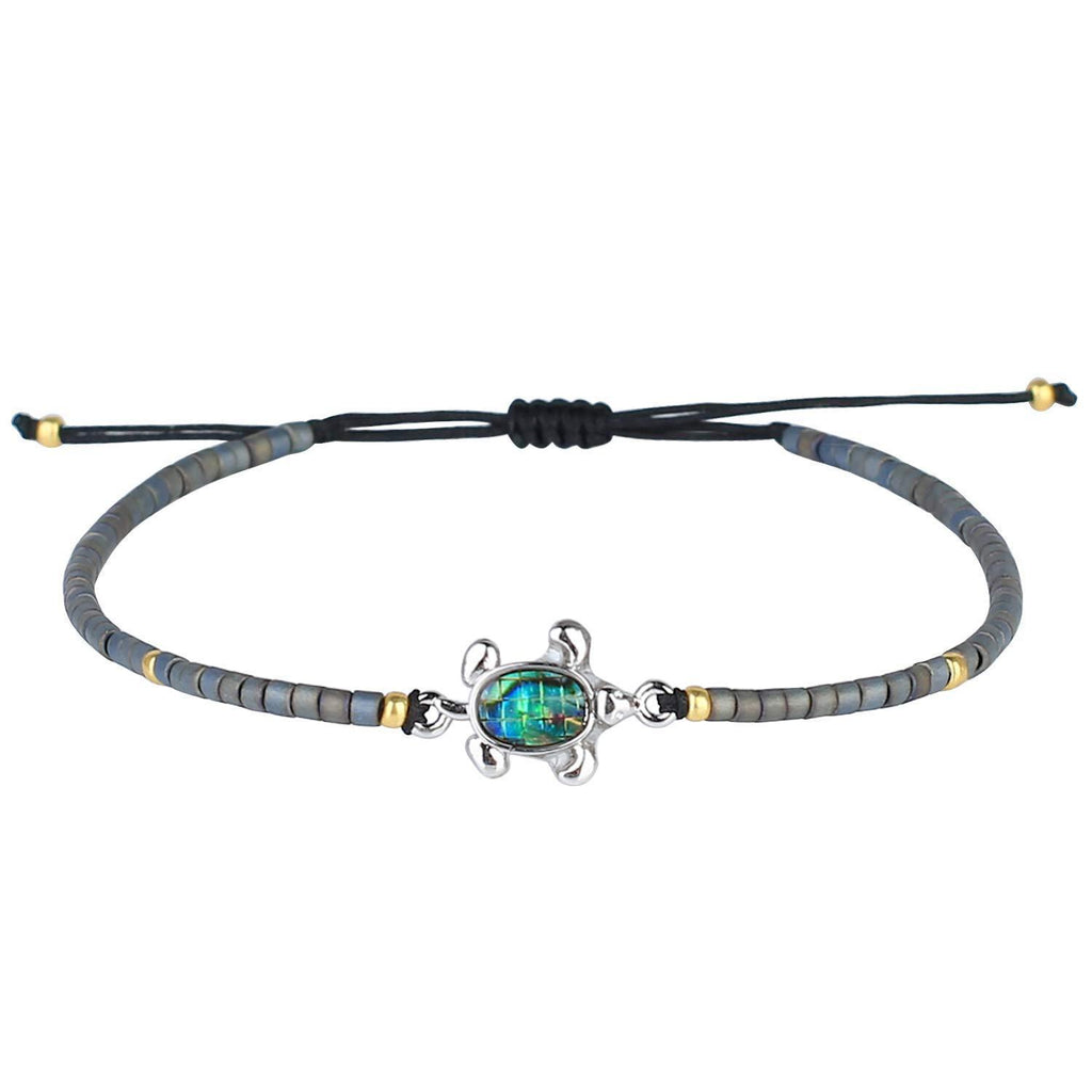 [Australia] - KELITCH New Turtle Bracelets Abalone Shell Miyuki Beaded Bracelets Braided Friendship Bracelet Jewerly Gift Grey 