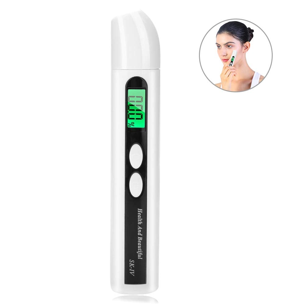 [Australia] - Digital Skin Moisture Detector Portable Facial Oil Content Analyzer LCD Display Skin Care Tester Detector Face Care Monitor(White) 