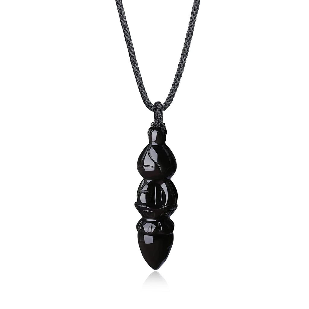 [Australia] - coai Prayer Black Obsidian Vajra Buddha Pendant Necklace Black Obsidan 