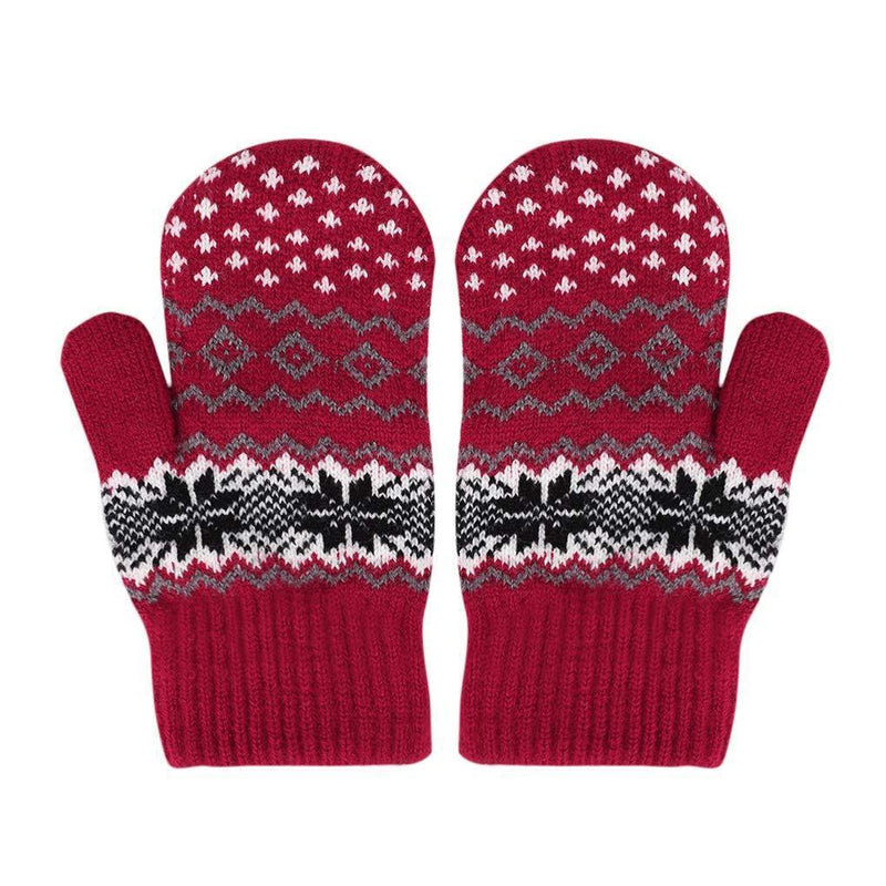 [Australia] - JINTN Adults Kids Winter Knit Colorful Gloves Hang Neck Mittens Hand Warmer Fleece Lined Thicken Gloves Full Finger Thermal Ski Outdoor Glove Xmas Gifts Red 