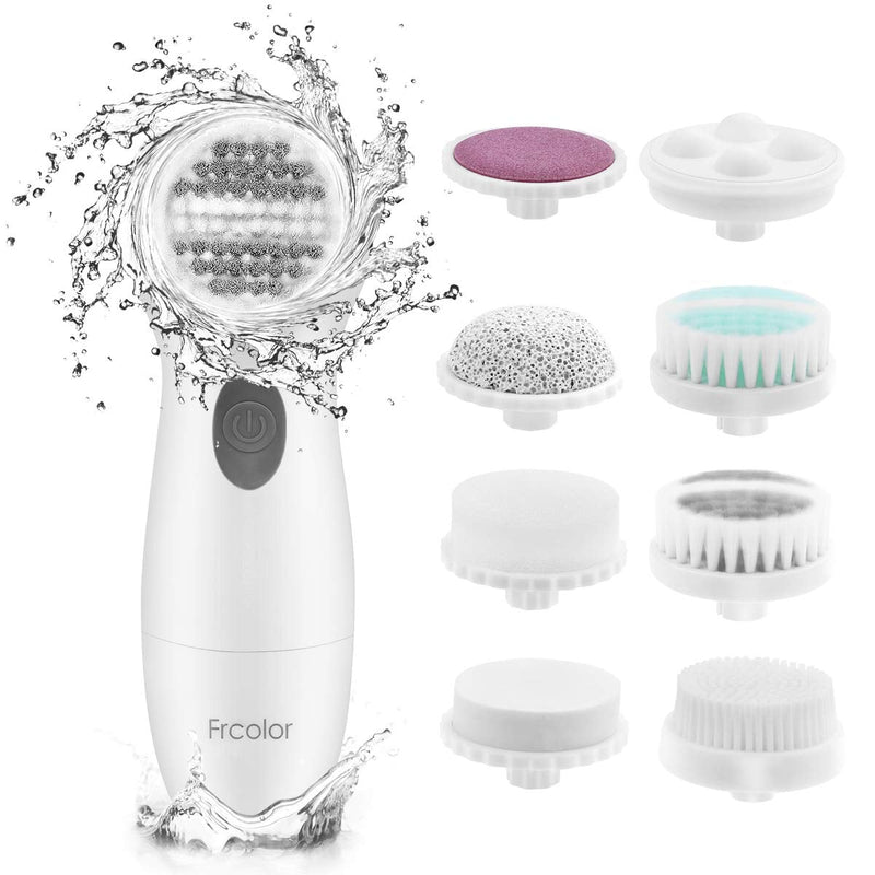 [Australia] - FRCOLOR 8 in 1 Electric Facial Cleaning Brush Skin Care Electric Beauty Device Spa Brush Skin Care Massage (White) 
