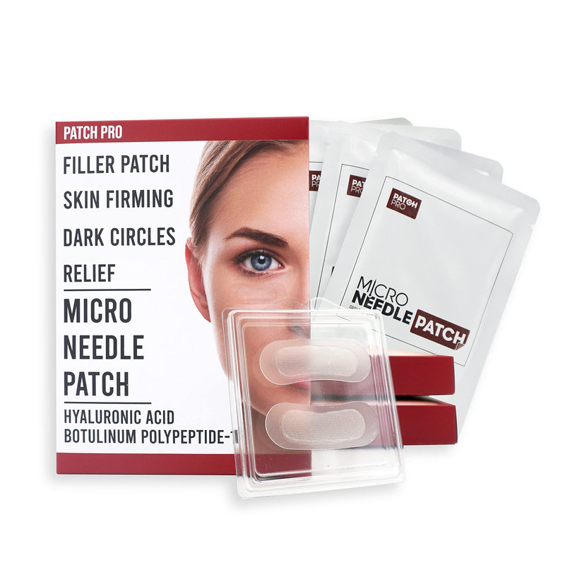 [Australia] - PATCH PRO MICRO NEEDLE PATCH 8pcs, self-dissolving microneedle patch, facial anti-wrinkle patches, crosslinked hyaluronic acids for forehead lines, smile line, fine line, eye wrinkle, Puffy eyes 