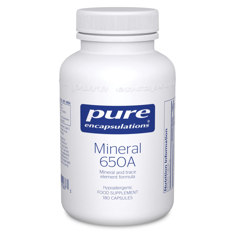 [Australia] - Pure Encapsulations - Mineral 650A - with Calcium, Magnesium, Iron, Iodine, Selenium & Zinc - Hypoallergenic Mineral and Trace Element Formula - 180 Capsules 