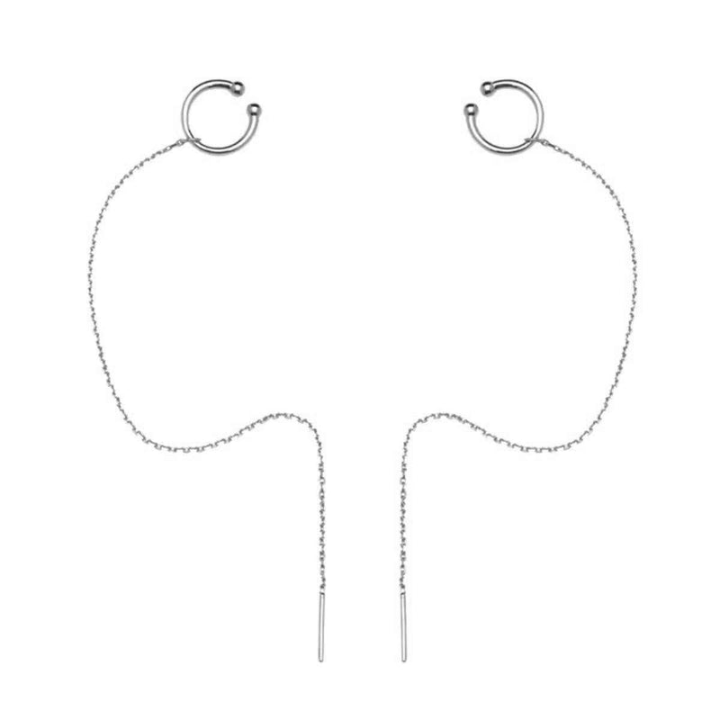 [Australia] - SLUYNZ 925 Sterling Silver Cuff Chain Earrings Wrap Tassel Earrings for Women Teen Girls Crawler Earrings 