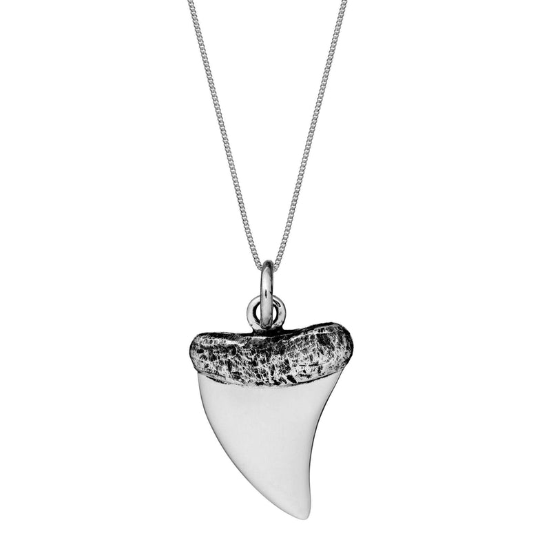 [Australia] - Silverly Men's Women's .925 Sterling Silver Shark Tooth Teeth Pendant Necklace, 18" 