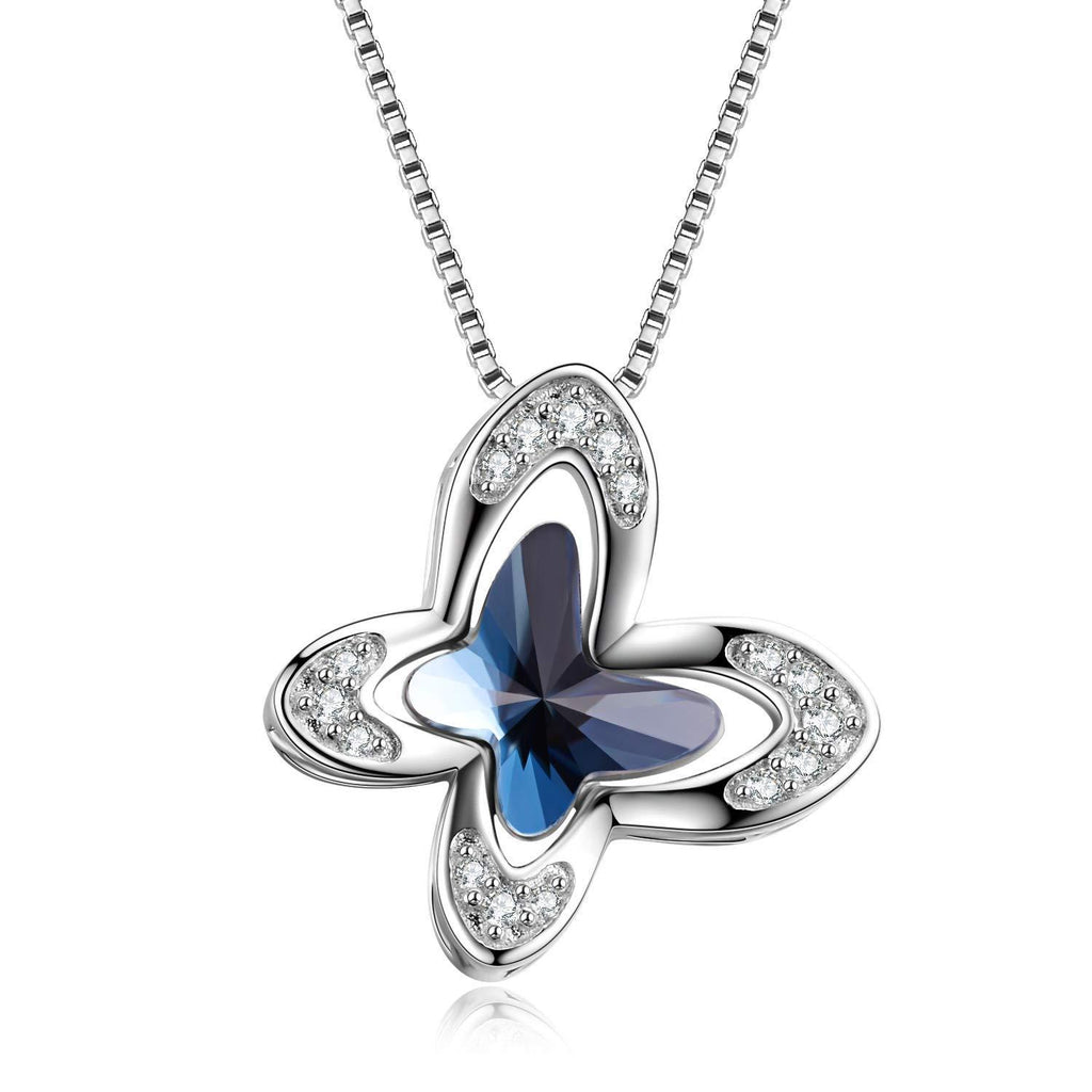 [Australia] - Sterling Silver Butterfly Pendant Necklace with Crystals, Birthday Jewellery Gifts for Women Girls 