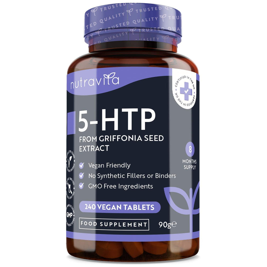 [Australia] - 5HTP – 400mg Griffonia Seed Extract – 240 Vegan Tablets – 8 Months Supply of High Strength 5-HTP - 50mg from 400mg Griffonia Seed Extract – Made in The UK by Nutravita 