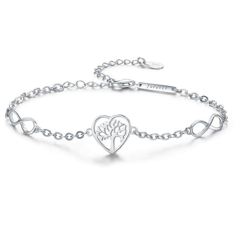 [Australia] - Silver Infinity Friendship Bracelets,Ring Tree of Life Earrings Bracelet Women Bracelet 925 Sterling Silver Adjustable Chain for Best Friends,Sister,Daughter,Mum A-Tree of Life 