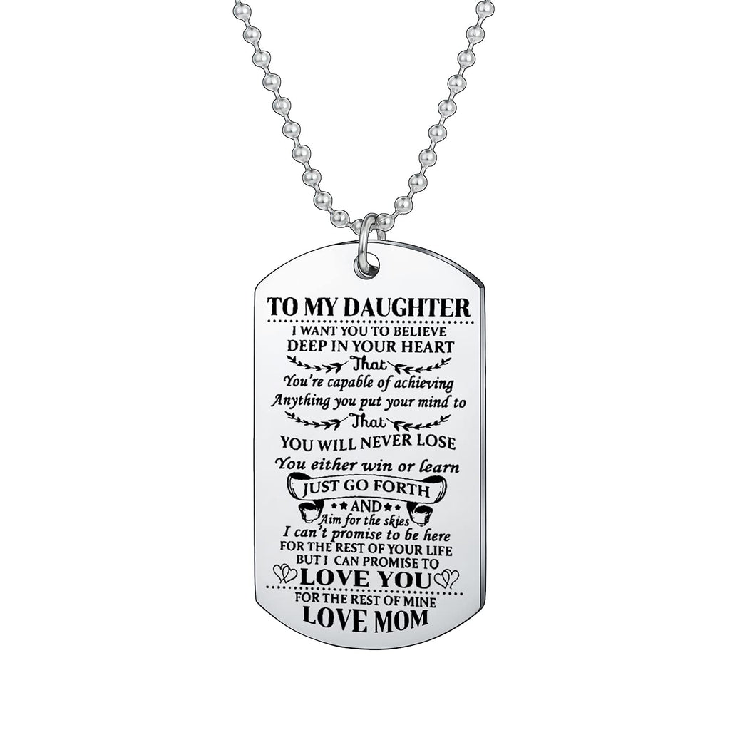 [Australia] - BESPMOSP Inspirational Gifts to My Daughter Necklaces from Dad Father Mom Inspirational I Want You to Believe Dog Tag Military Navy Air Force Coast Guard Birthday Graduation Jewellery From Mom 