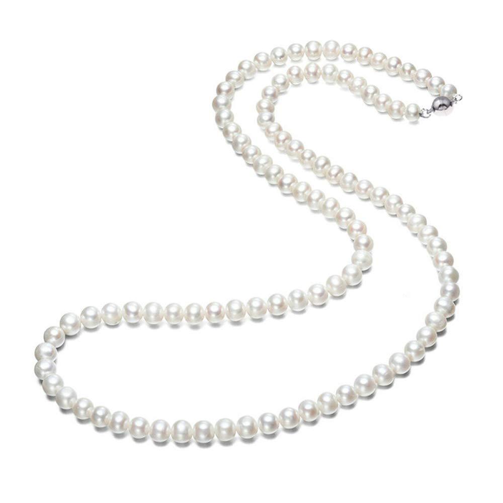 [Australia] - Elegant AA Grade 7mm Natural White Freshwater Pearl Necklace For Women, Ladies and Girls Presented in A beautiful Jewellery Gift Box 18.0 Inches 