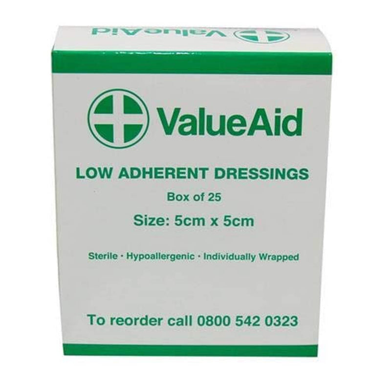 [Australia] - Value Aid Low Adherent Dressing Pads - 5cm x 5cm - Box of 25 Single 5x5 cm (Pack of 25) 