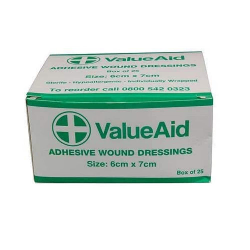 [Australia] - Value Aid Adhesive Wound Dressings - 6cm x 7cm - Box of 25 Single 6x7 cm (Pack of 25) 