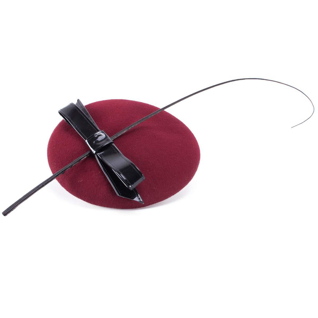 [Australia] - Lawliet Womens Bow Feather Felt Wool Fascinator Pillbox Tilt Cocktail Hat A144 Wine 