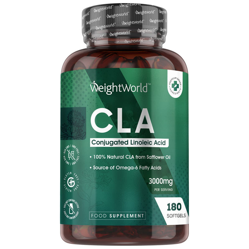 [Australia] - CLA Supplement 3000mg - 180 High Strength CLA Softgels (2 Months Supply) - Conjugated Linoleic Acid - Pure Safflower Oil Capsules - Pre Workout & Weight Management Supplement for Men & Women 
