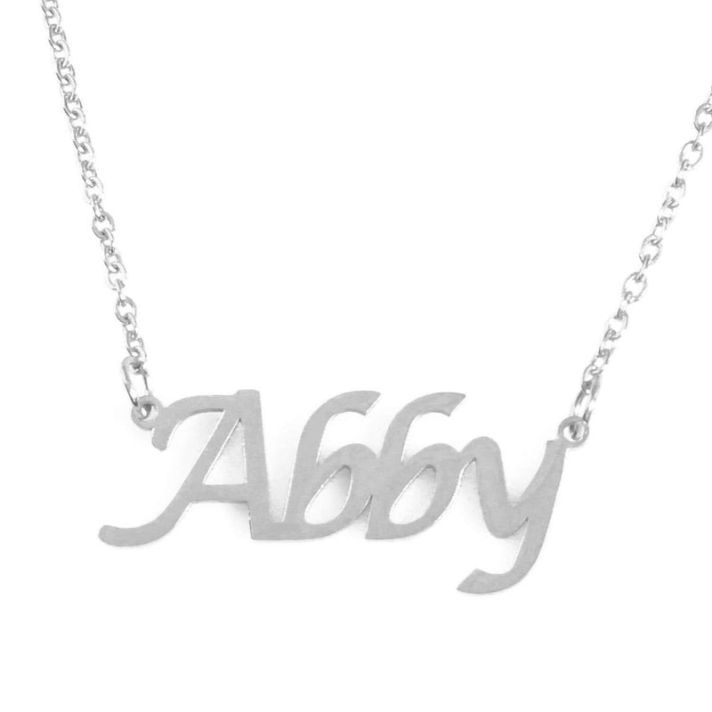 [Australia] - Kigu Abby Personalised Name Necklace - Custom Jewellery - Adjustable Chain - Silver Tone - Incl Box & Bag 