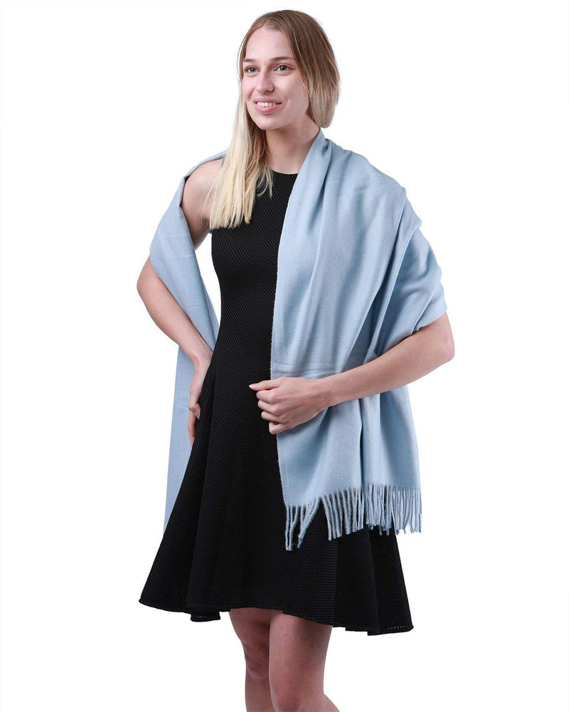 [Australia] - Winter Cashmere Feel Shawl for Women Warm Soft Long Pashmina Large Thick Wrap Scarf Stole Sky Blue 