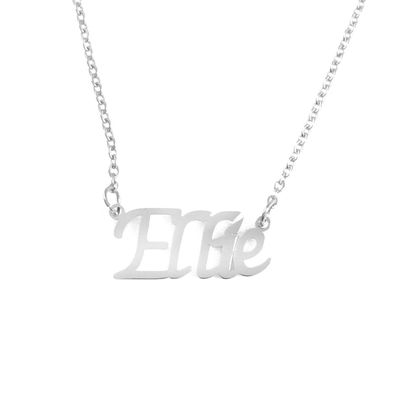 [Australia] - Kigu Ellie Personalised Name Necklace Adjustable Chain - Silver Tone - Incl Gift Packaging 