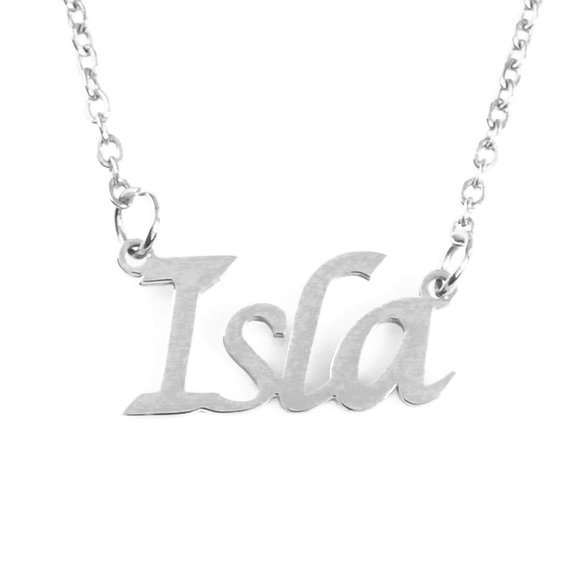 [Australia] - Kigu Isla Personalised Name Necklace - Adjustable Chain - Silver Tone - Custom Jewellery - Incl Gift Packaging 