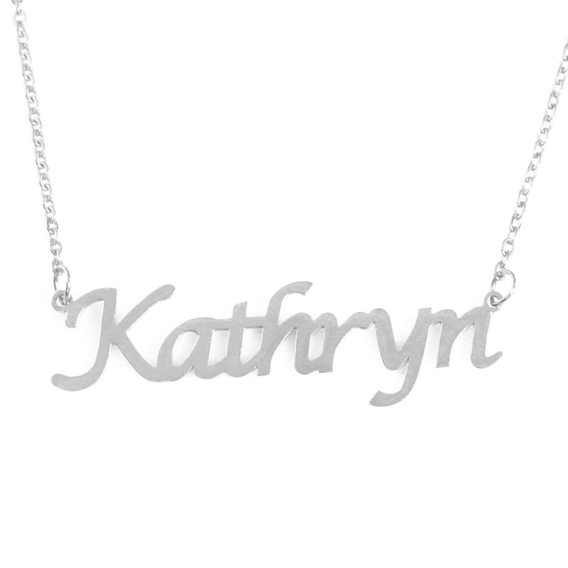 [Australia] - Kigu Kathryn Personalised Name Necklace - Custom Jewellery - Adjustable Chain - Silver Tone - Incl Box & Bag 