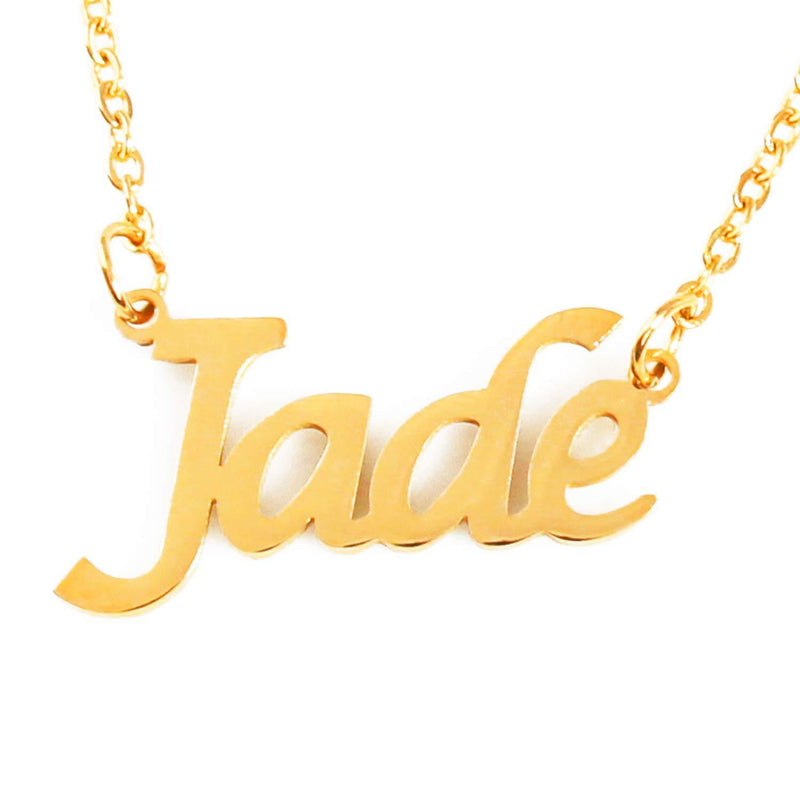 [Australia] - Kigu Name Necklace Jade-18ct Gold Plated Necklace-Personalised Name Necklace-Name Pendant Jade-customised Jewellery for Women-Custom Name Necklace-Personalised Jewellery 