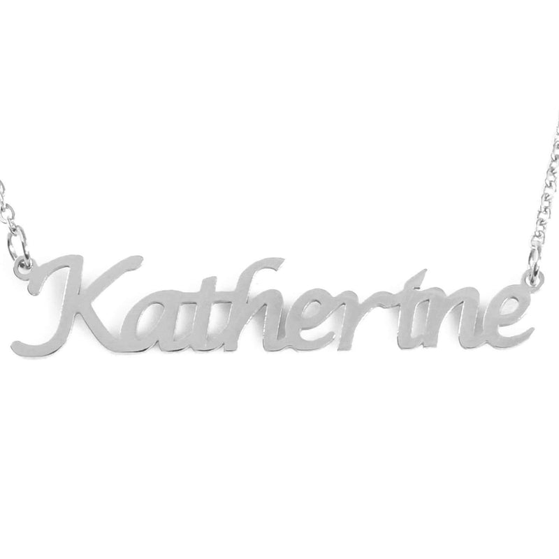 [Australia] - Kigu Katherine Personalised Name Necklace Adjustable Chain - Silver Tone - Incl Gift Packaging 