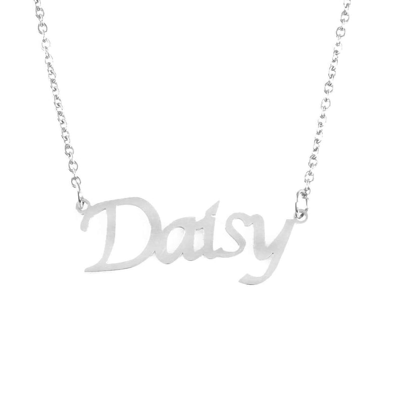 [Australia] - Kigu Daisy Personalised Name Necklace - Adjustable Chain - Silver Tone - Incl Gift Packaging 
